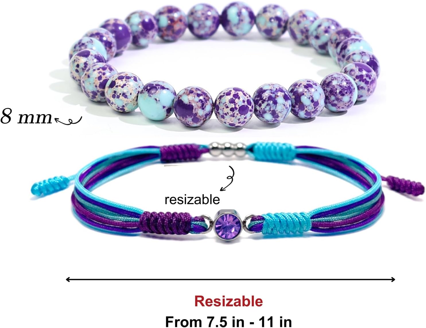 Birthstone Bracelets for Women Men,Healing Crystal Protection Stone Rose Crystal Beads Bracelet,String Wrap Zodiac Month Bracelets Birthday Jewelry Gifts