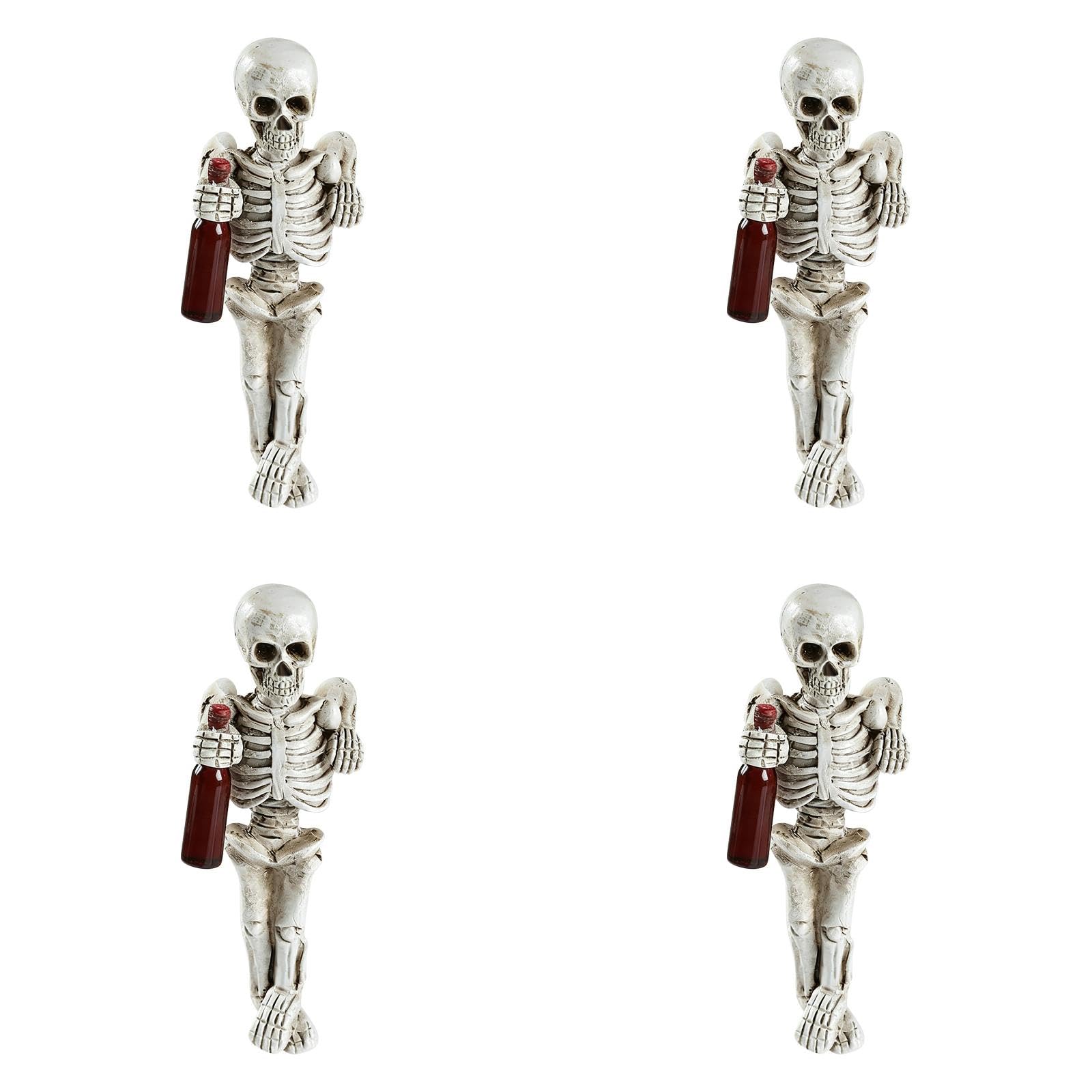 Halloween Skeleton Decor, Resin Skeleton Figurine With Wine Glass