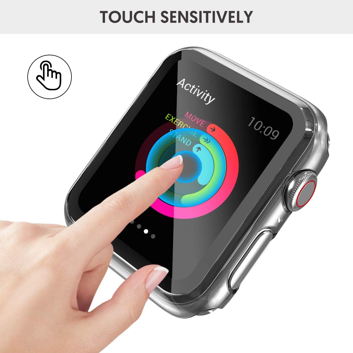 YMHML Clear Case Compatible with Apple Watch SE Series 6 Series 5 Series 4 44mm with Built-in Tempered Glass Screen Protector, Thin Clear Bumper Full Coverage Cover for iWatch Accessories