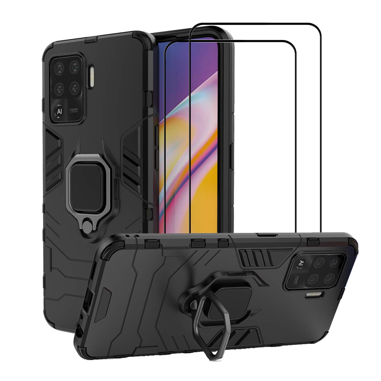 Easylifego For Oppo A94 Oppo F19 Pro Kickstand Case Tempered