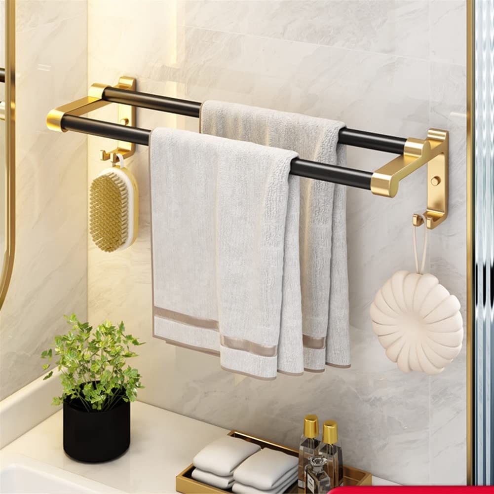 LSLYTQ Shower Caddy Bathroom Hotel Bath Towel Rack Shelf Toilet Paper Holder Double Towel Bar Accessories Aluminum Alloy
