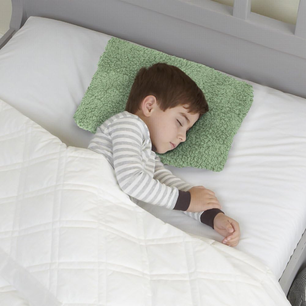 iDEAL Comfort MFTP-022_SGE Soft Plush Sherpa Memory Foam Mini Fun Travel Kids & Toddlers-Perfect as car, Airplane or as Kid nap Pillow