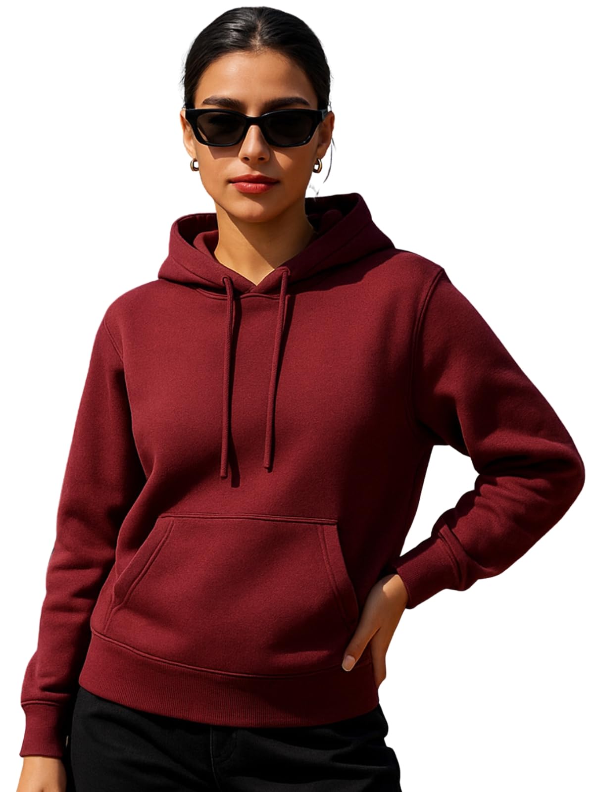Cotton Spun Casual Solid Full Sleeves Women Stylish Hooded Neck Regular Fit Hoodie for Winter-image-28