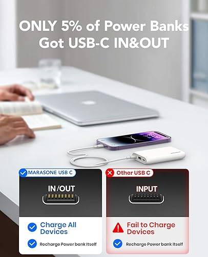 Miniatura 6 de Cargador portátil, más delgado de 10000 mAh 22.5 W PD banco de energía rápida, USB C de entrada y salida de alta velocidad, batería de carga