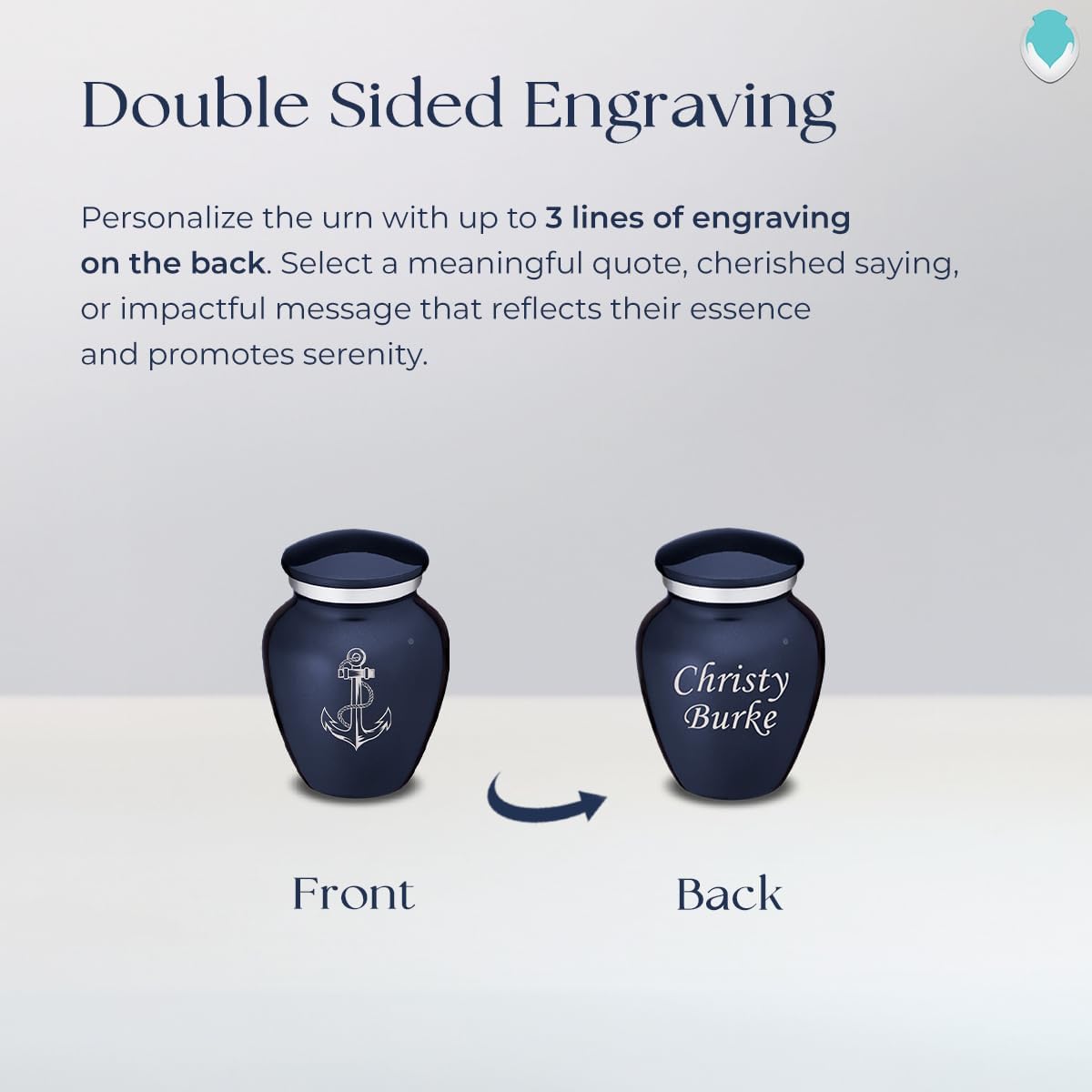 Geturns Embrace Keepsake Personalized Anchor Cremation Urns for Human Ashes I Cobalt Blue Funeral Urn for Men and Women with Double Side Engraving I 3.5 lbs