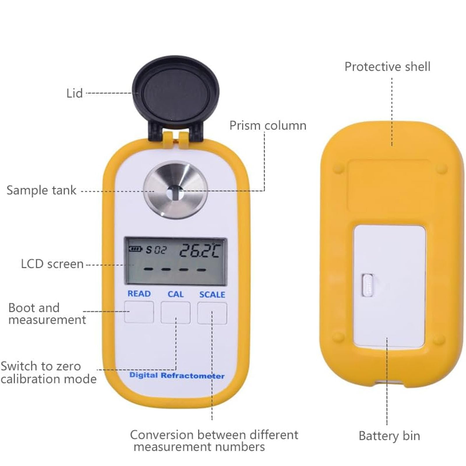 Medidor digital de calostro, refractómetro de mano de rango 0-50% con pantalla LED, detección rápida, ATC 10-30 ℃, probador de alta precisión para suero de ternera