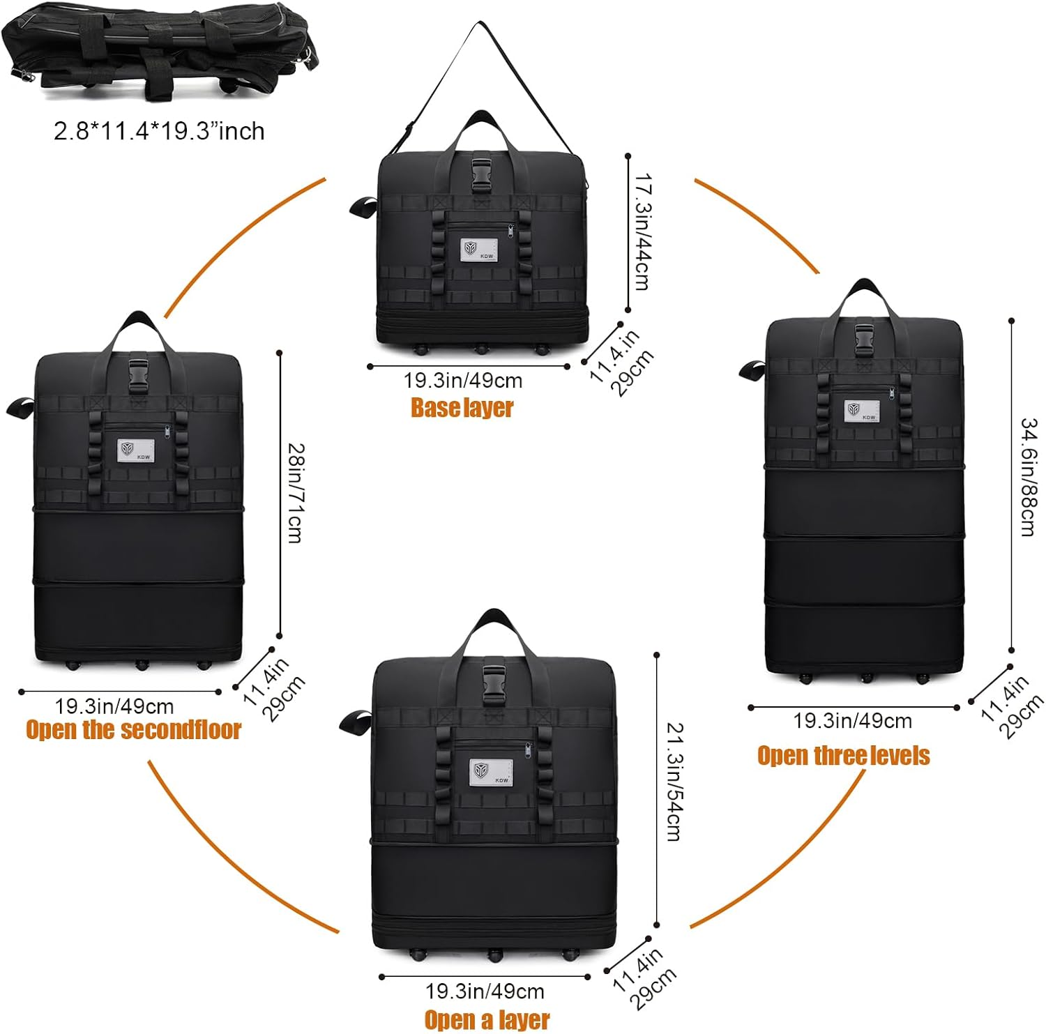 Foldable Suitcase, Luggage Bag with Swivel Wheels, Large-Capacity Expandable Travel Suitcase, Waterproof Foldable Luggage for Both Men And Women(Black) - Image 4