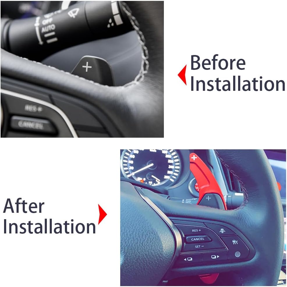 Aluminum Alloy car Steering Wheel Shift Paddle Extended Sticker Accessories for Infiniti QX50/QX55/QX60, Mitsubishi Outlander, Nissan Altima/Pathfinder/Rogue(red)