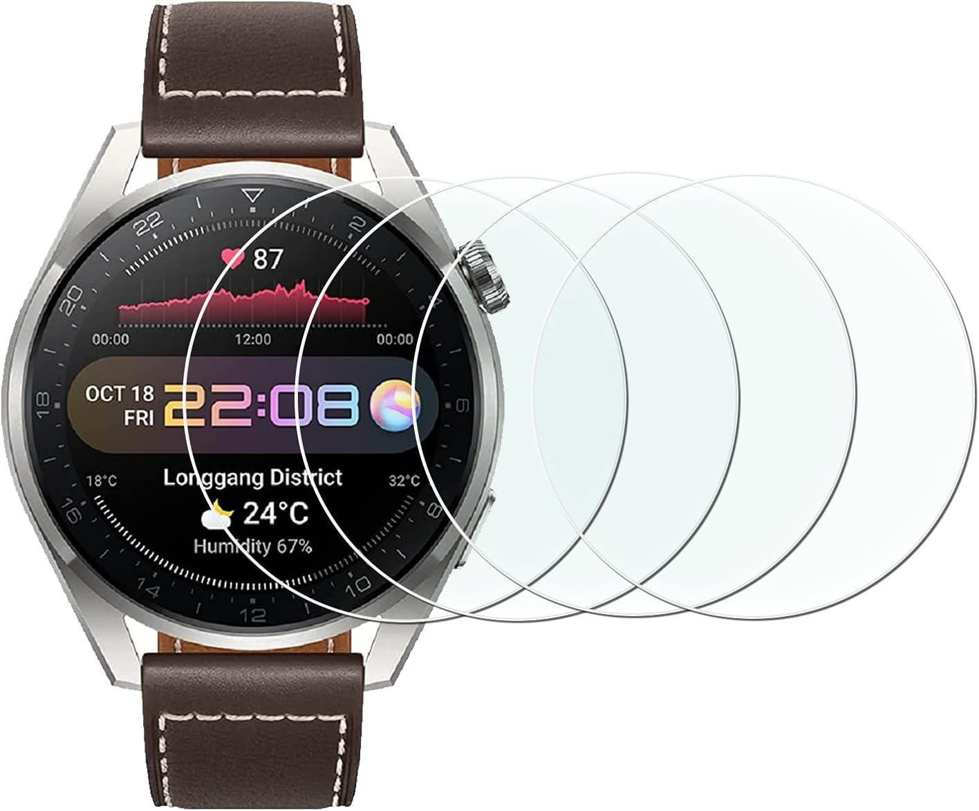 Pack of 4 Tempered Glass Screen Protector for Huawei Watch 3 Pro 9H Hardness Anti-Scratch Anti-Glare Anti-Fingerprint Screen Protector Compatible with Huawei Watch 3 Pro