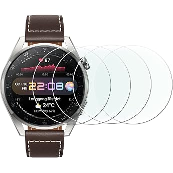 Pack of 4 Tempered Glass Screen Protector for Huawei Watch 3 Pro 9H Hardness Anti-Scratch Anti-Glare Anti-Fingerprint Screen Protector Compatible with Huawei Watch 3 Pro