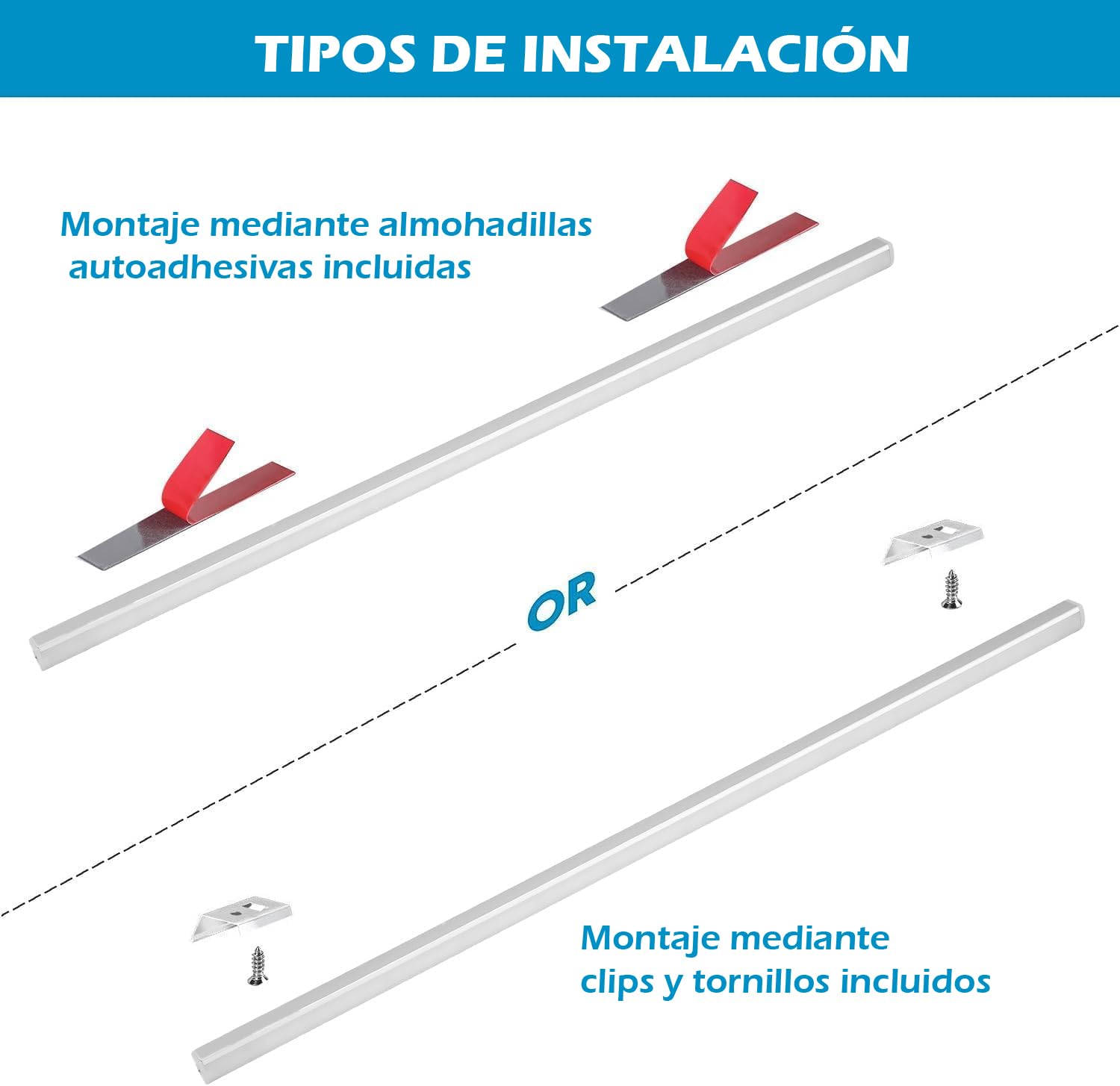 Kit de iluminación bajo el armario en forma de V - 4pcs Barras de luz LED regulables más elegantes de 30cm para iluminación perfecta de estanterías de vitrinas - 1200lm, 12W - Blanco puro (6000K)