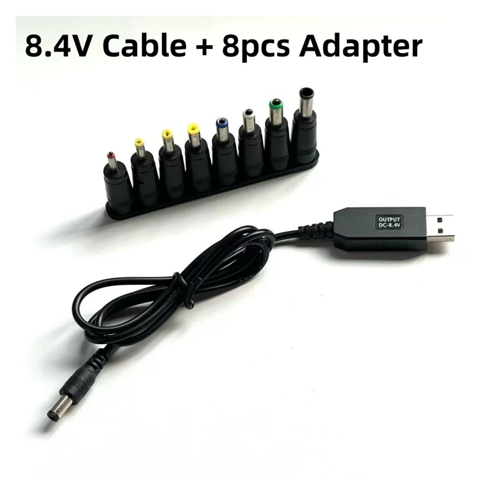 USB DC 5 V/8,4 V/9 V/12 V 8 adapterów 5,5 x 2,1 mm (2 sztuki, 8,4 V z 8 szt.)
