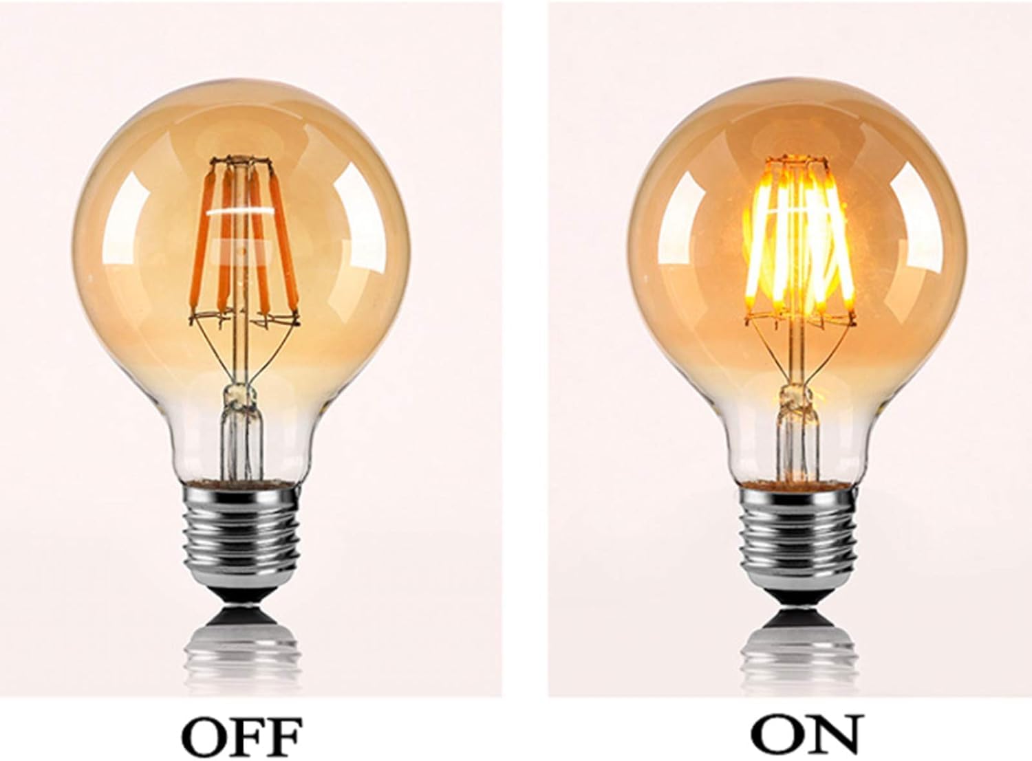Bombilla LED Edison Esférica 4W G125 Bombilla Filamento Retro, Base, Vidrio Dorado Ahumado Cálido 2300K, Muy Adecuada Iluminación Decorativa Antigua Y Nostálgica, Paquete 10