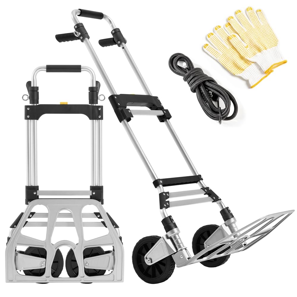 Yaheetech Carretilla de Mano Plegable Carga de 150 kg | Carro de Mano de Alta Resistencia con Ruedas Mango Telescópico para Transporte Doméstico, Mercancías de Almacén Supermercado