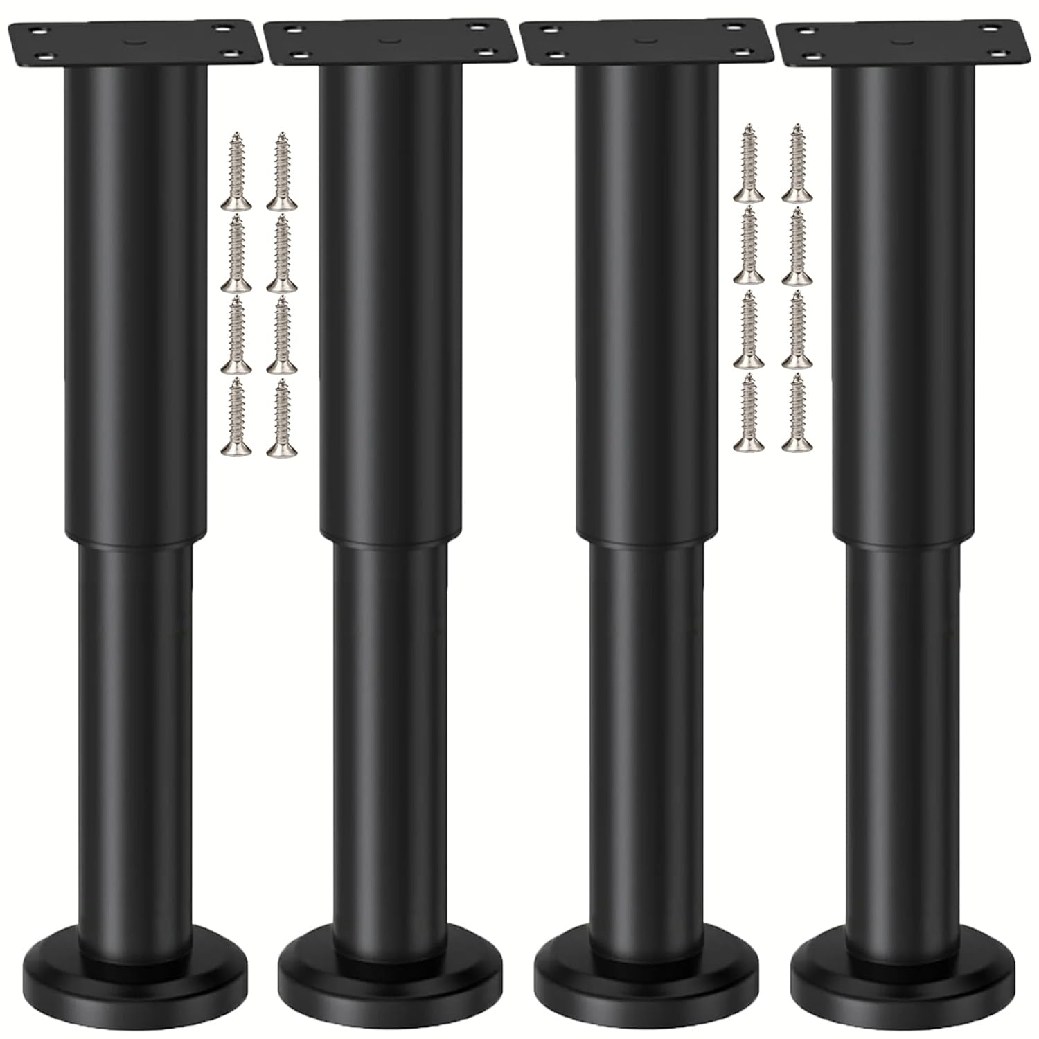 Piedini per Mobili 4 Pezzi Piedini Regolabili per Mobili 18-30cm Piedini per Mobili in Metallo con Viti per Cucina, Armadietto, Divano, Tavolo, Sedie, Letto