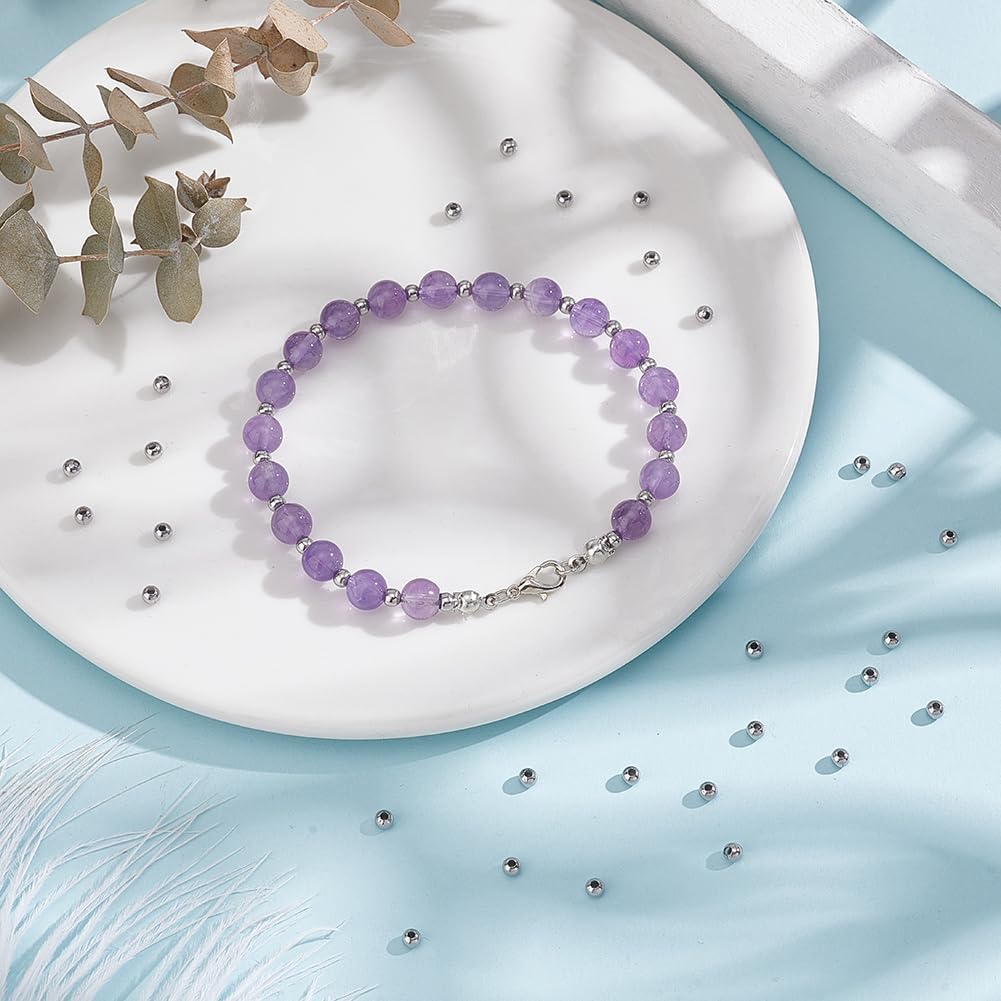 UNICRAFTALE About 2000pcs 3mm Tiny Round Loose Beads Stainless Steel Metal Beads 1mm Hole Metal Beads Spacers Finding for DIY Jewelry Making Stainless Steel Color - Image 4