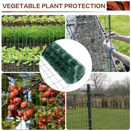 Tongmo 3 ft x 100 ft Green PVC Coated Welded Wire Fence, 16GA Garden Chicken Wire Fence Roll, Mesh Size 2\" x 4\" Hardware Cloth, Ideal for Yard Protection and Poultry Netting - Thumbnail 4