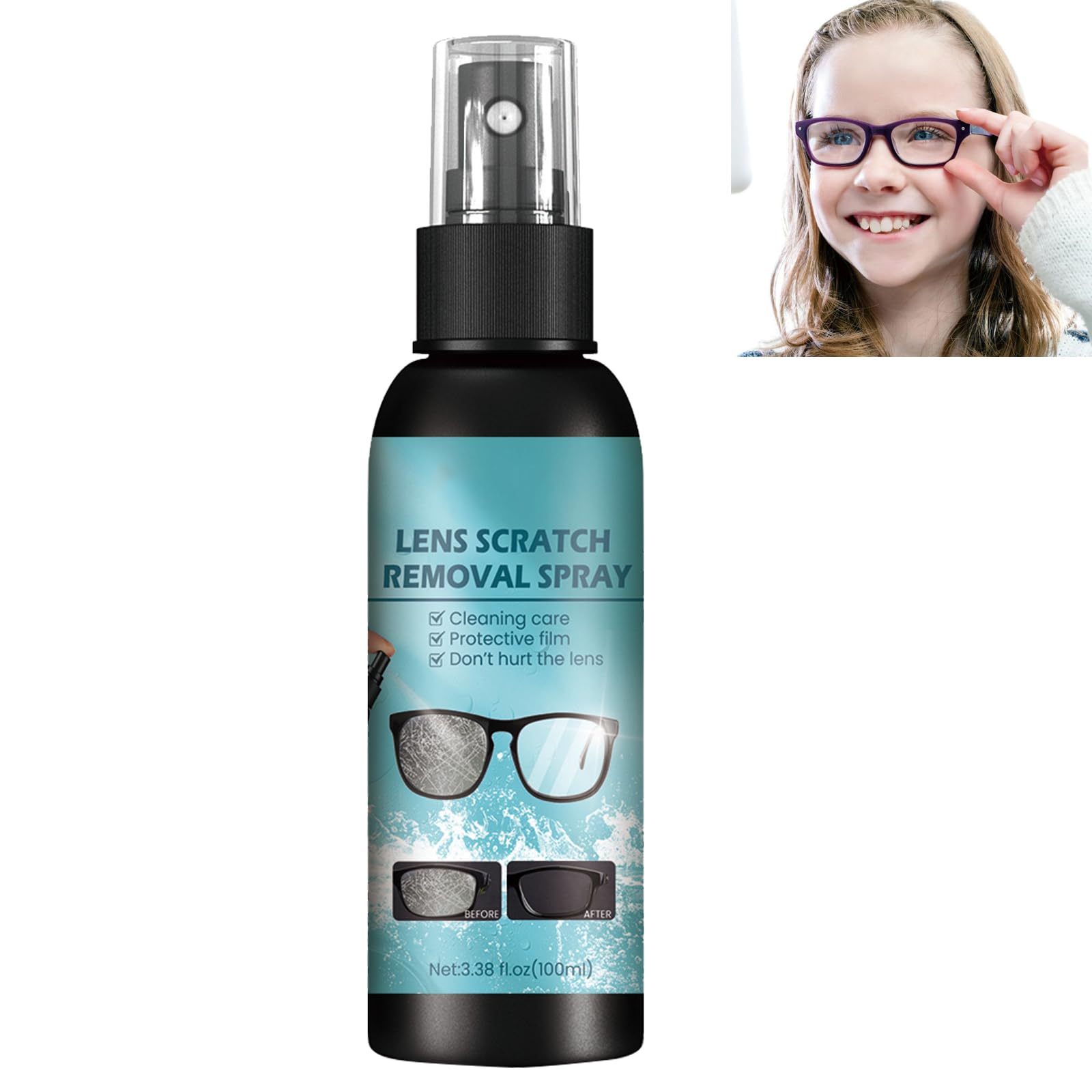 Líquido Limpiador de Lentes,Líquido de Reparación de Cristales para Lentes,Spray Limpiador de Lentes Gafas,Spray De Reparación De Arañazos De Gafas,Spray De Limpieza De Gafas 100ML