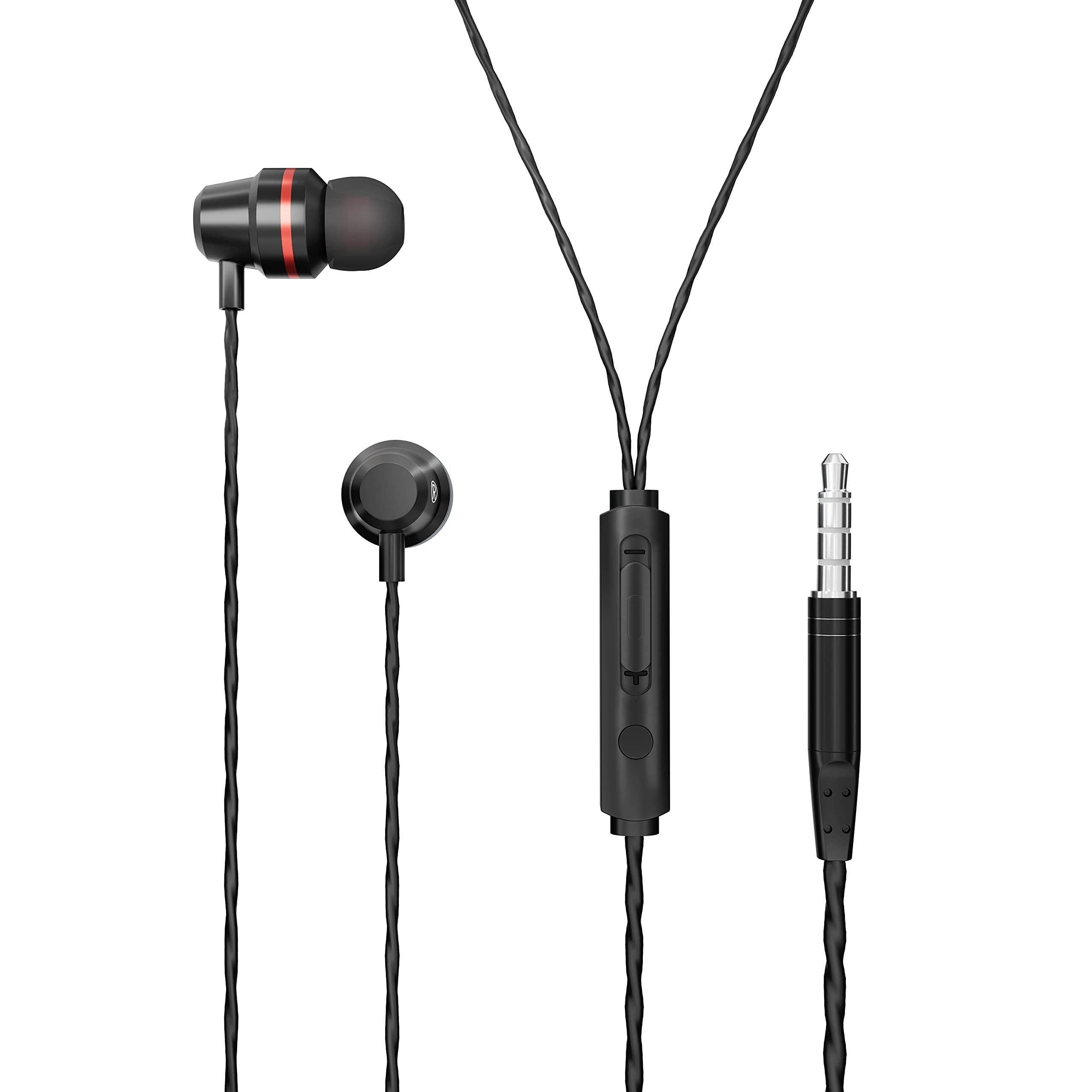 ODIO OWE06 The Metal Series Metallic in Ear Earphone with Rich Bass Sound Earphones Wired 3.5 mm Connector (Black)