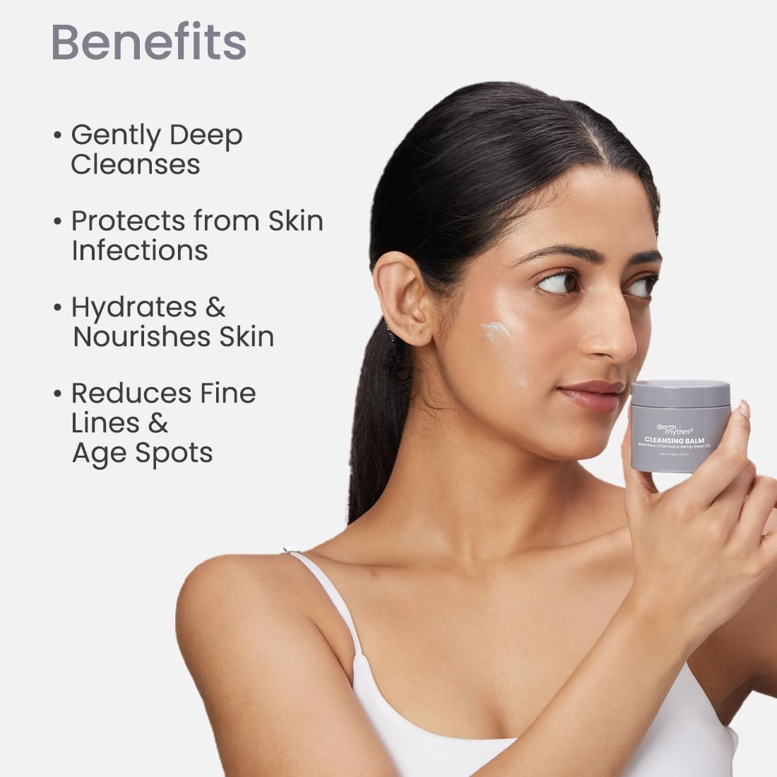Earth Rhythm Deep Pore Charcoal Cleansing Balm - Removes Makeup in 10 Seconds, Gentle, No Parabens & Sulphates - Image 3 thumbnail