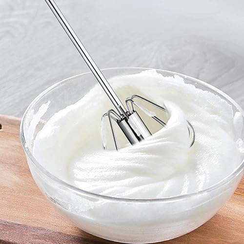 Miniatura 2 de Semi Automatic Whisk (4 Pack), 10-Inch Stainless Steel Egg Beater, Hand Push Rotary Blender Versatile Milk Frother, Hand Push Mixer Egg Stirrer for