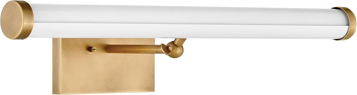 Hinkley Regis 24.25" Adjustable Integrated LED Accent Light, Picture Light Draws Attention to Art or Architectural Features, Install Up/Down, Acrylic Lens, Heritage Brass Finish and Gloss White Accent