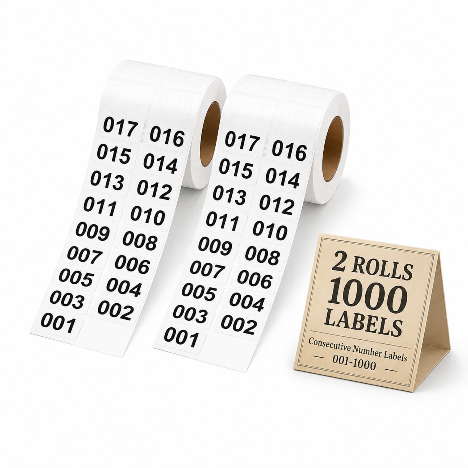 UKCOCO Number Stickers 2 Rolls Consecutive Number Labels 001-1000 Self Adhesive Warehouse Label Stickers for Inventory Storage Boxes Lockers Office School and Sorting
