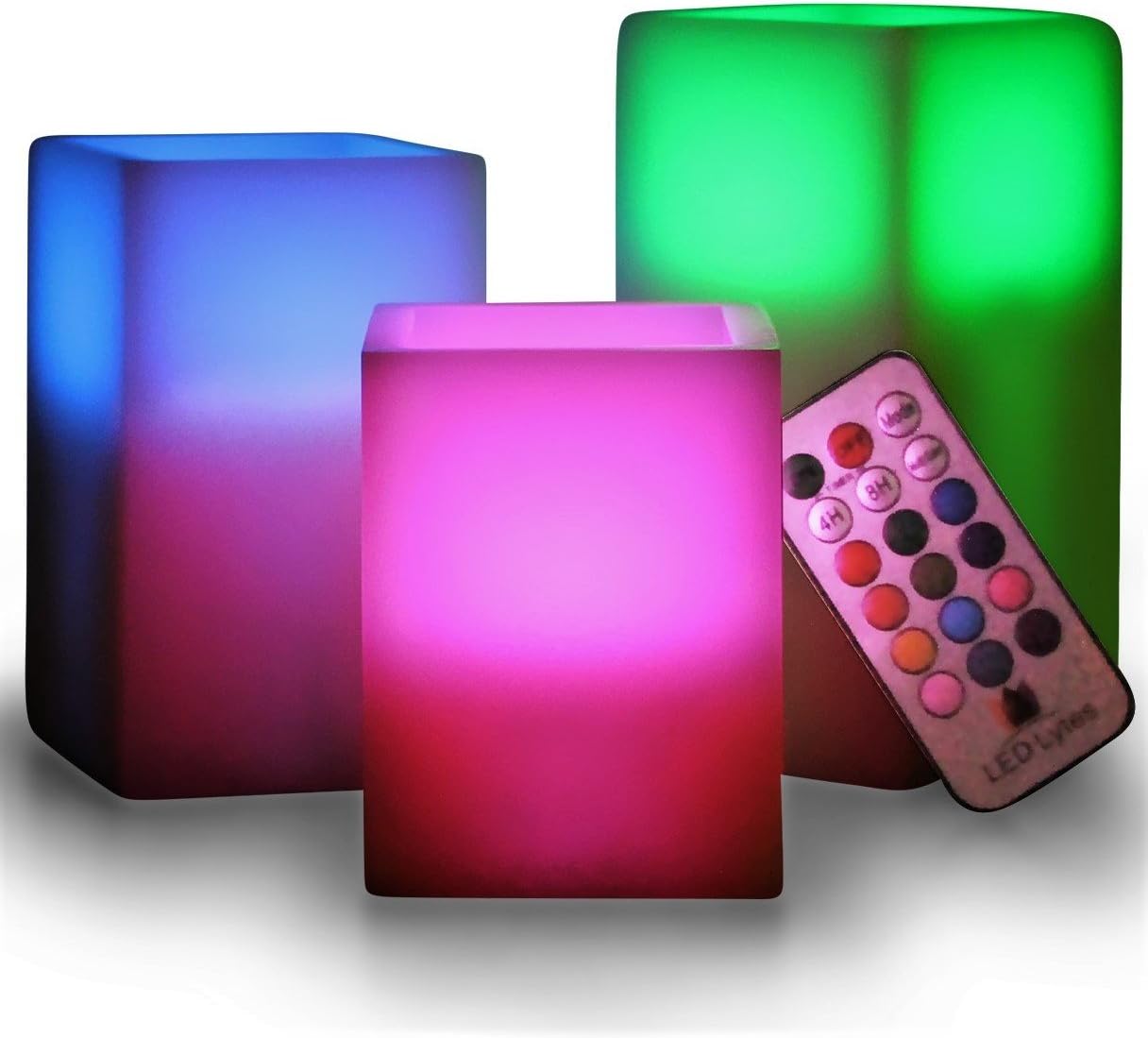 LED Lytes LED Multi Colored Flameless Candles Battery