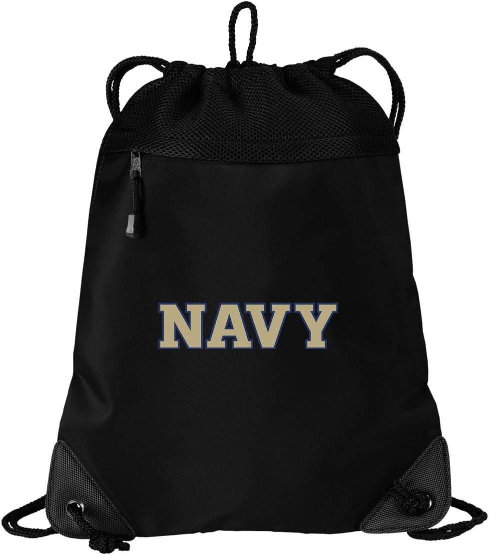 Broad Bay Naval Academy Drawstring Bag USNA Logo Cinch Backpack UNIQUE MESH & MICROFIBER