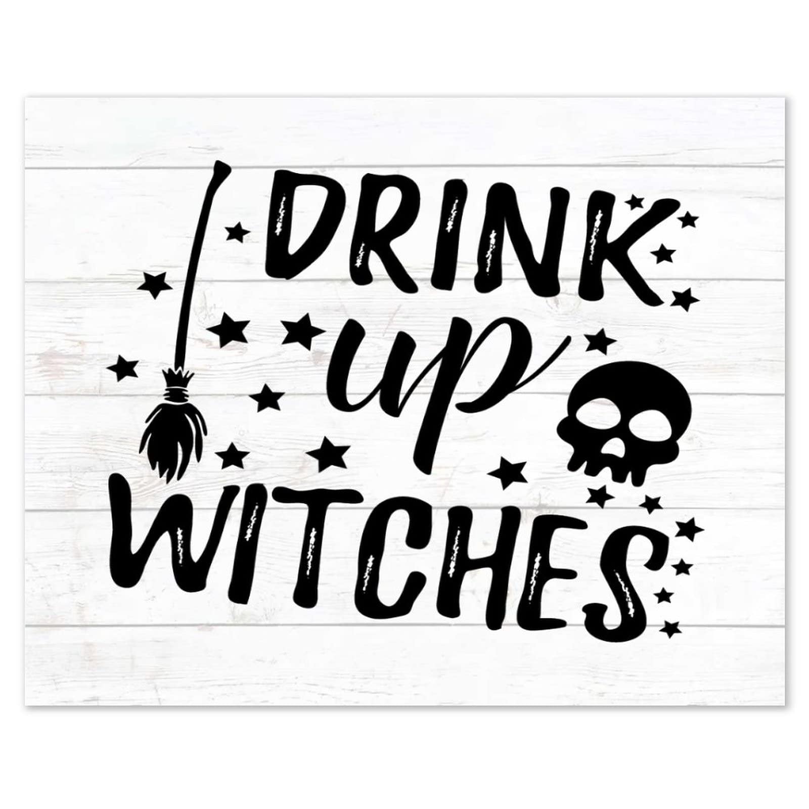 Décoration murale en bois Drink Up Witch panneau suspendu Halloween pour entrée