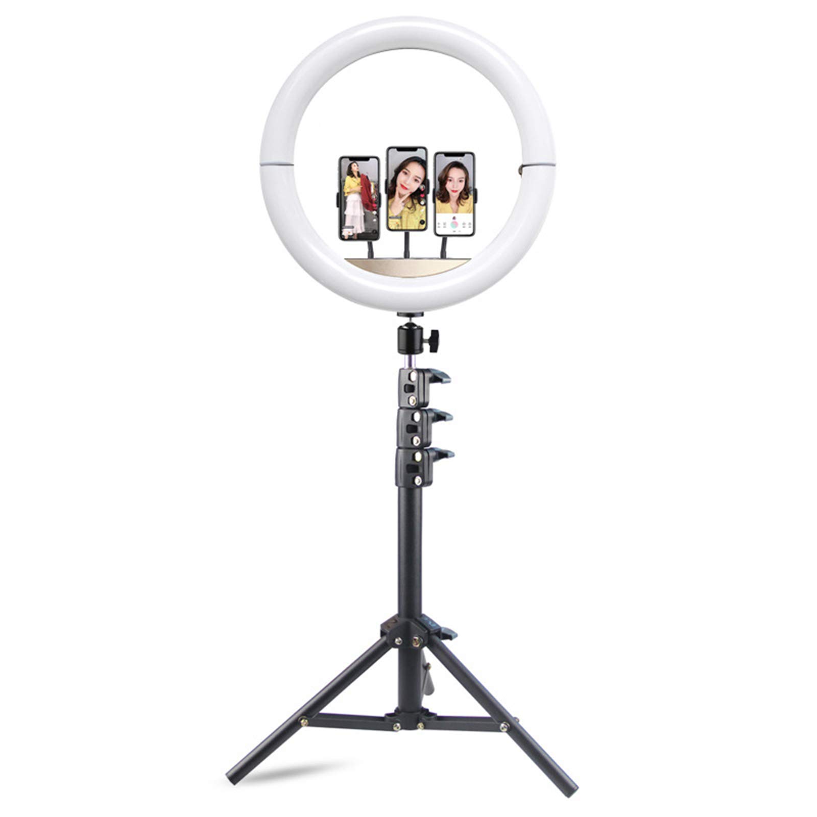 Luce LED Anello Treppiedi 14" Lampada Anulare Regolabile con Treppiede da 130cm per Youtube, tik tok, Trucco, Fotografia, 3 Phone Holder per iPhone/Android