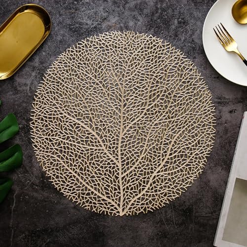 Set de table dorée feuille creuse 38cm pour décoration de table de cuisine design