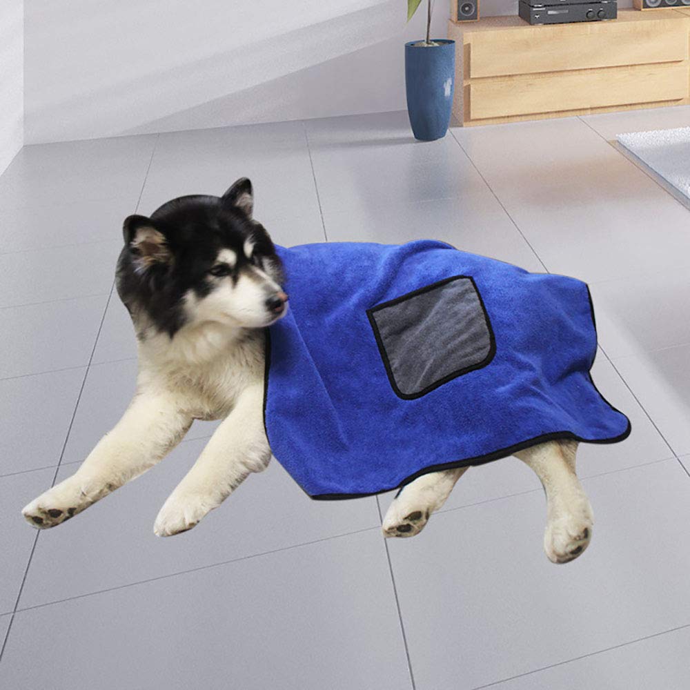 Serviette de Bain en Microfibre Douce à Séchage Rapide Super Absorbante pour Chiens, Chats, Animaux de Compagnie avec Poche, 100 x 70 cm