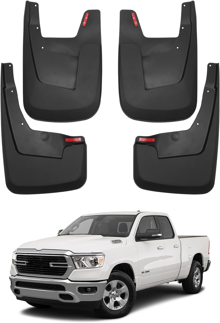 Autorder Mud Flaps Splash Guards for 2019-2022 2023 2024 Dodge Ram 1500 Accessories Mudflap Fender Flares Front and Rear Mud Guard Set 4PCS (Without OEM Fender Flares) 19-24 Dodge Ram Without OEM Fender Flares