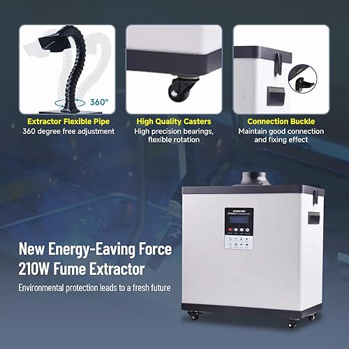 Miniatura 19 de Extractor de humos FES350 de 350 W, succión fuerte, 430 m³/h, carbón activado por flujo de aire, purificación de 4 etapas para F1 Ultar, máquina