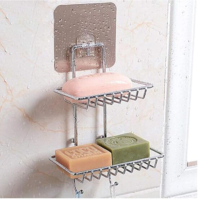 Sun Wall Mounting Double Layer Soap Dish Holder & Dispenser, Self