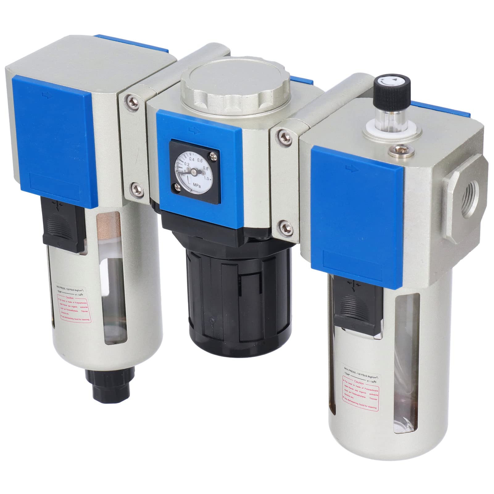 Garosa Filtro dell'Aria a 3 Stadi, Lubrificatore Regolatore di Pressione del Filtro dell'Aria in Lega di Alluminio, Filtrazione da 40 Micron o 5 Micron, Coppa 'olio da 160 CC, PT1 2 per Sistemi
