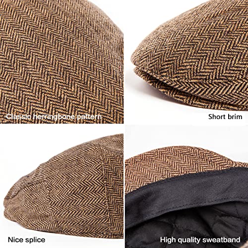 Image of 2-Pack Adjustable Newsboy Hats for Men Flat Cap Irish Wool Blend Tweed