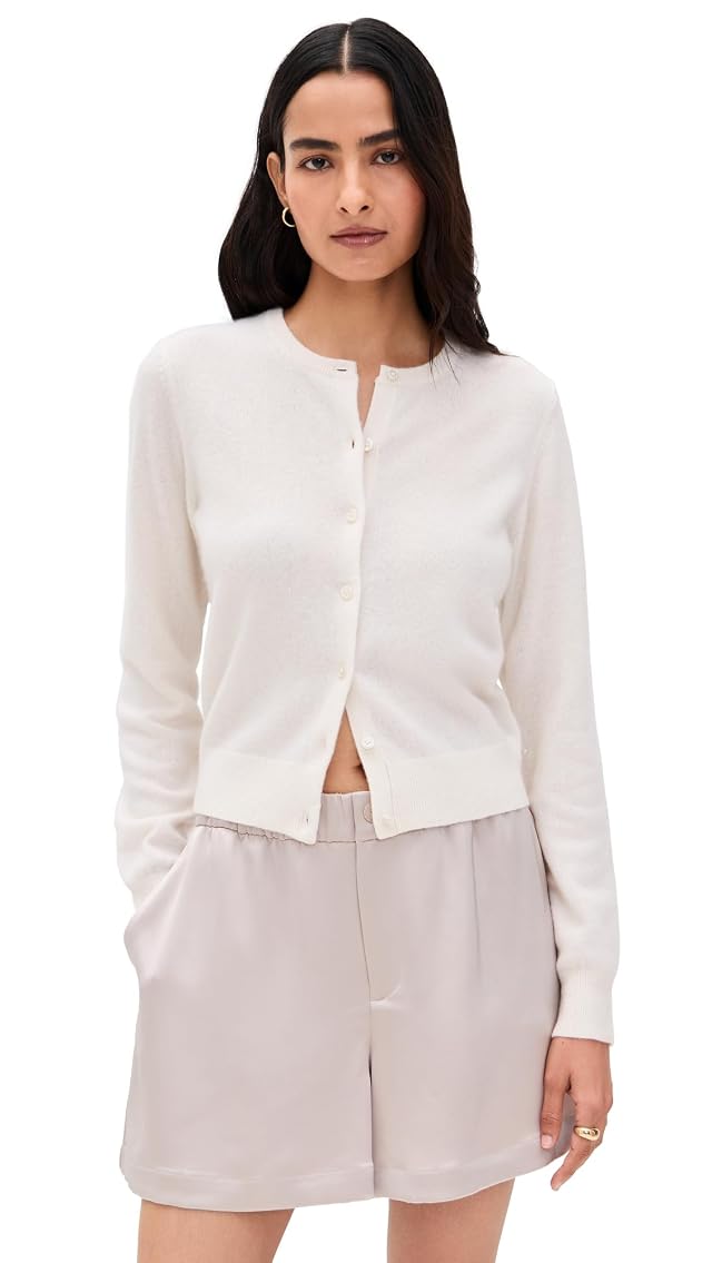 Cashmere Crewneck Cardigan by White Warren
