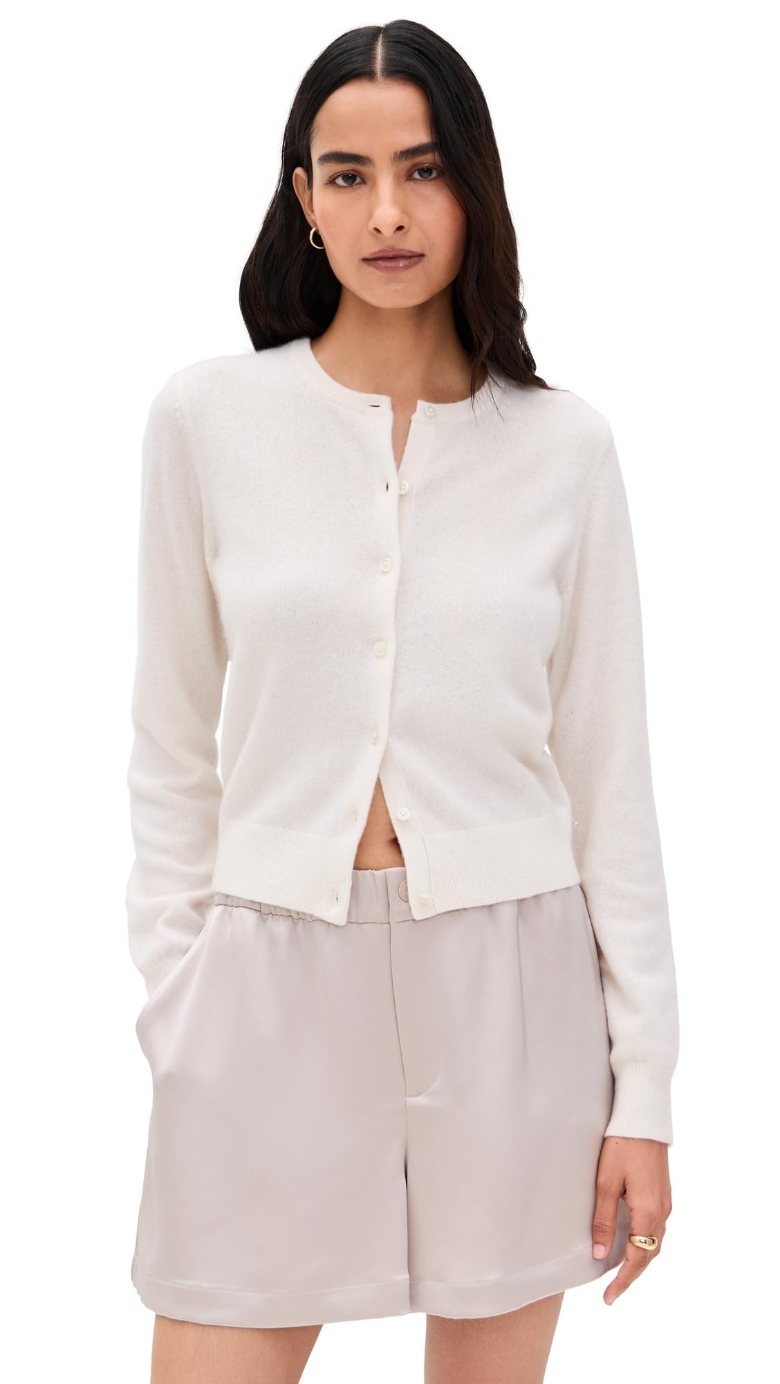 Cashmere Crewneck Cardigan by White Warren