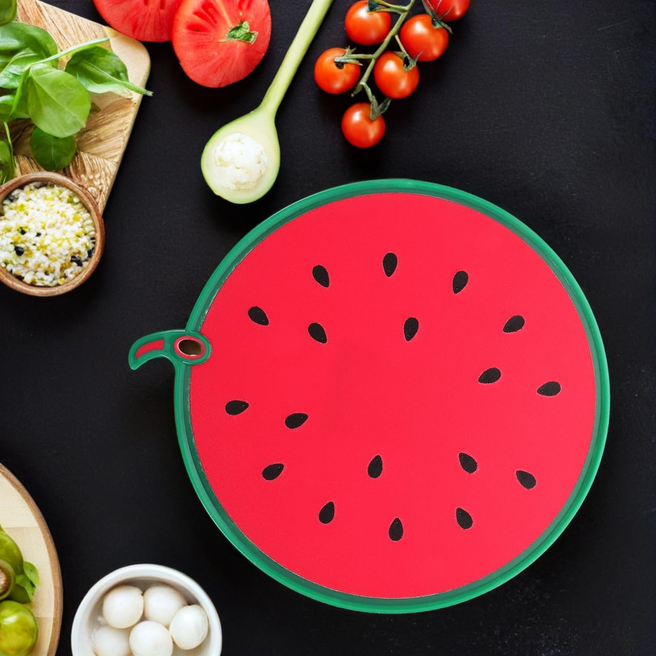 Mehrzweck-Schneidebrett Wassermelonenform 11.81X10.83 Zoll Mit Saftrille Und Rutschfestem Griff Für Obst Gemüse Babynahrung Spülmaschinenfest