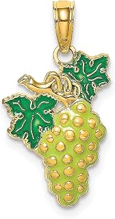 Colar de ouro amarelo 14 k esmaltado folha haste pingente comida bebida joias finas para mulheres presentes para ela, esmalte