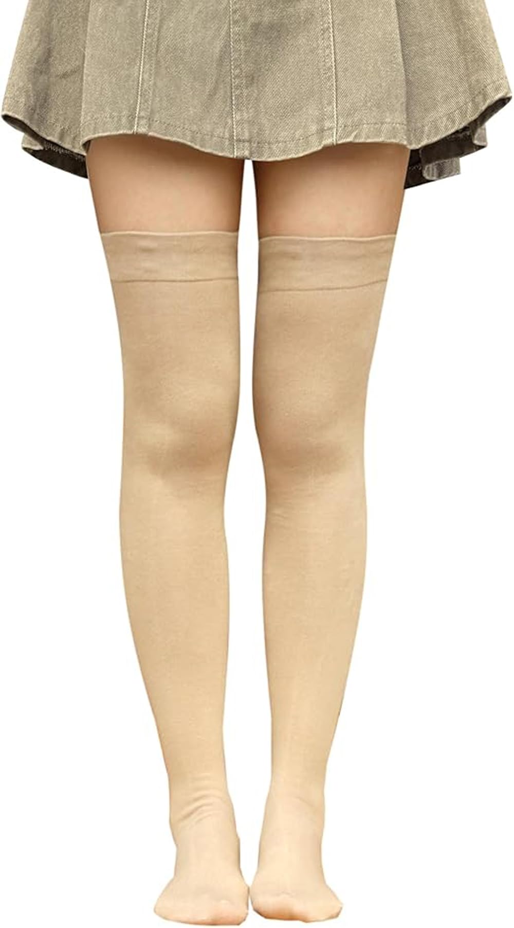 Thigh High Compression Stockings, Beige, Over Knee Length Support Socks for Women-image-27