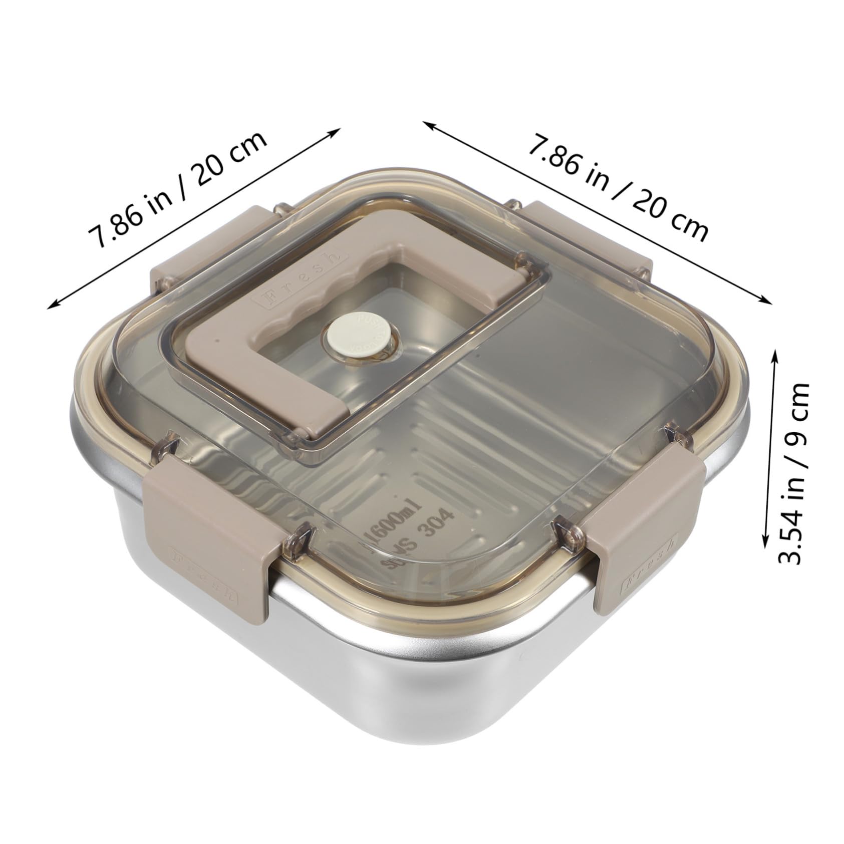Boîte de Rangement Alimentaire avec Couvercle et Poignée Grand Contenant Acier Inoxydable pour Réfrigérateur Organiseur Transparent pour Fruits Légumes et Snacks