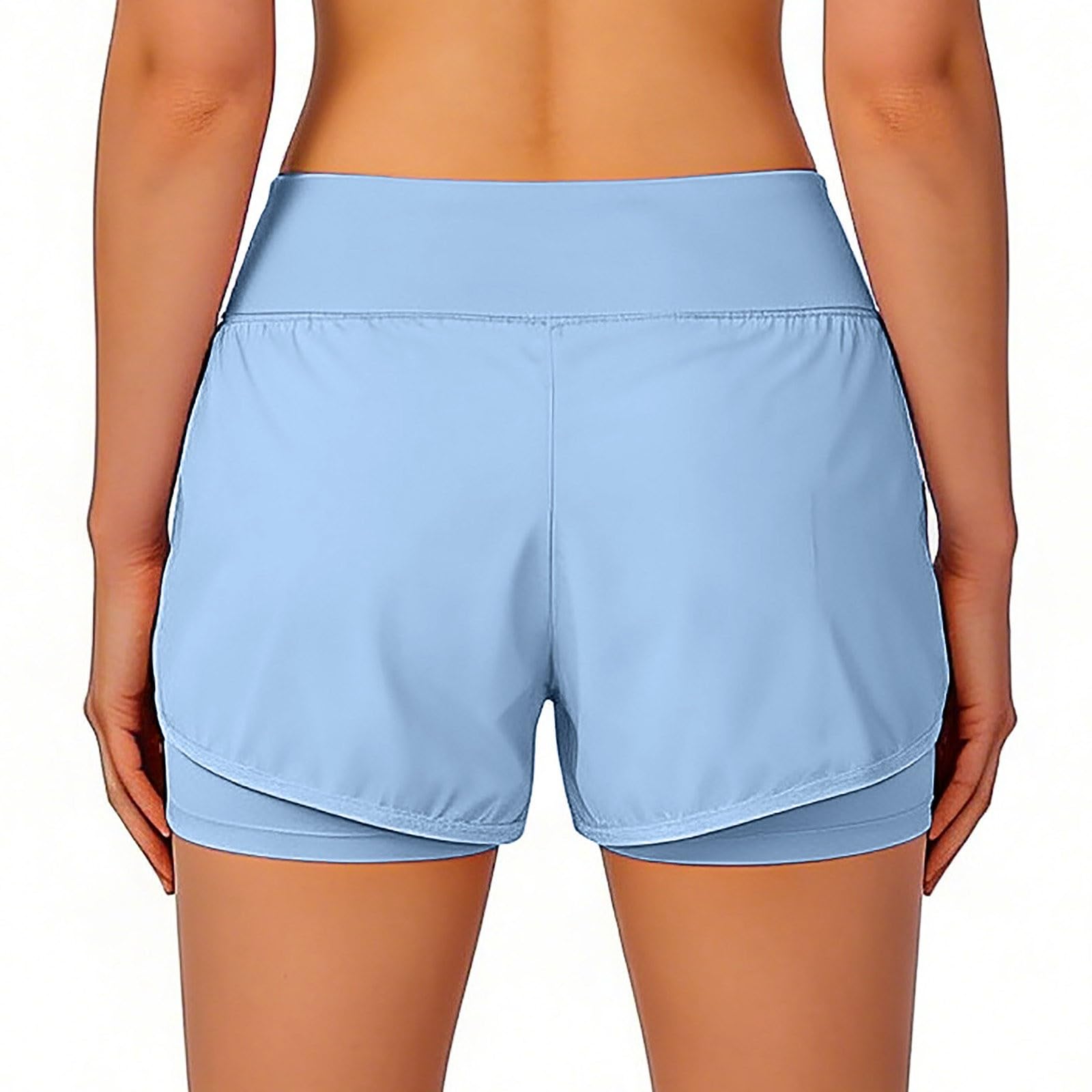 Laufshorts Damen 2-in-1 Anti-Durchsichtig mit Seitentaschen & Reißverschlusstasche am Bund – High Waist Sportshorts schnelltrocknend für Yoga & Training