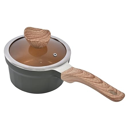 UBERSWEET Stone Frying Pan, Stone Coating Milk Pan Easy to Clean Light Smoke Cooking Comfortable Hand Feeling with Lid for Ceramic Range(Inner Diameter 18CM)