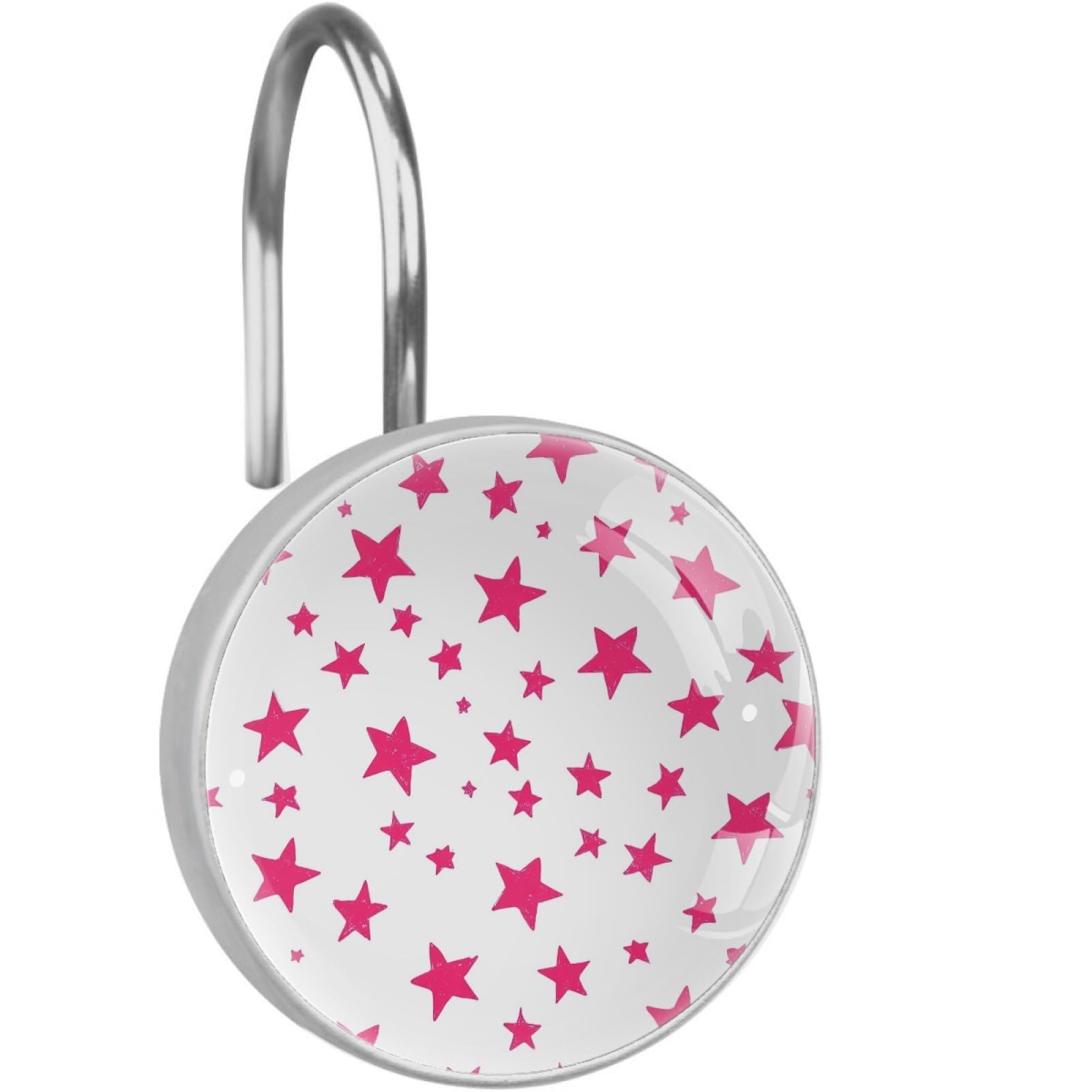 VAPOKF Shower Curtain Hooks, 12PCS Pink Star Shower Curtain Hook for Bathroom Decors Home Bedroom