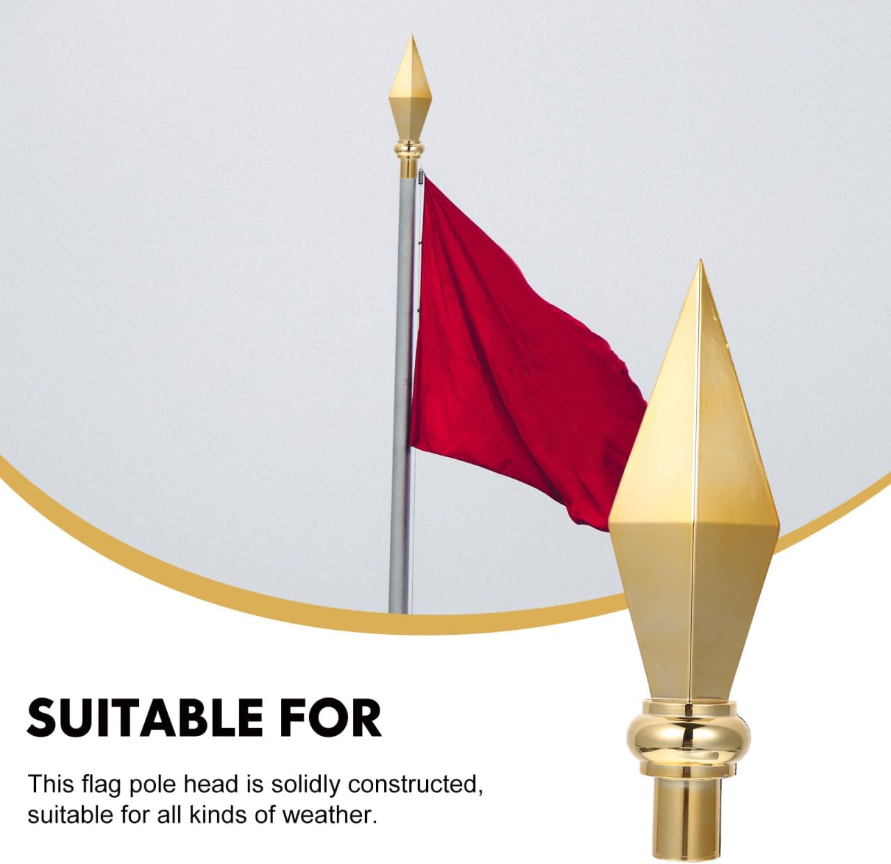 YARNOW Flagpole Topper Flag Pole Top Cap Aluminum Alloy Finial Flag Head Replacement Flagpole Ornament for Outdoor Indoor Gold 29X8cm - Image 6