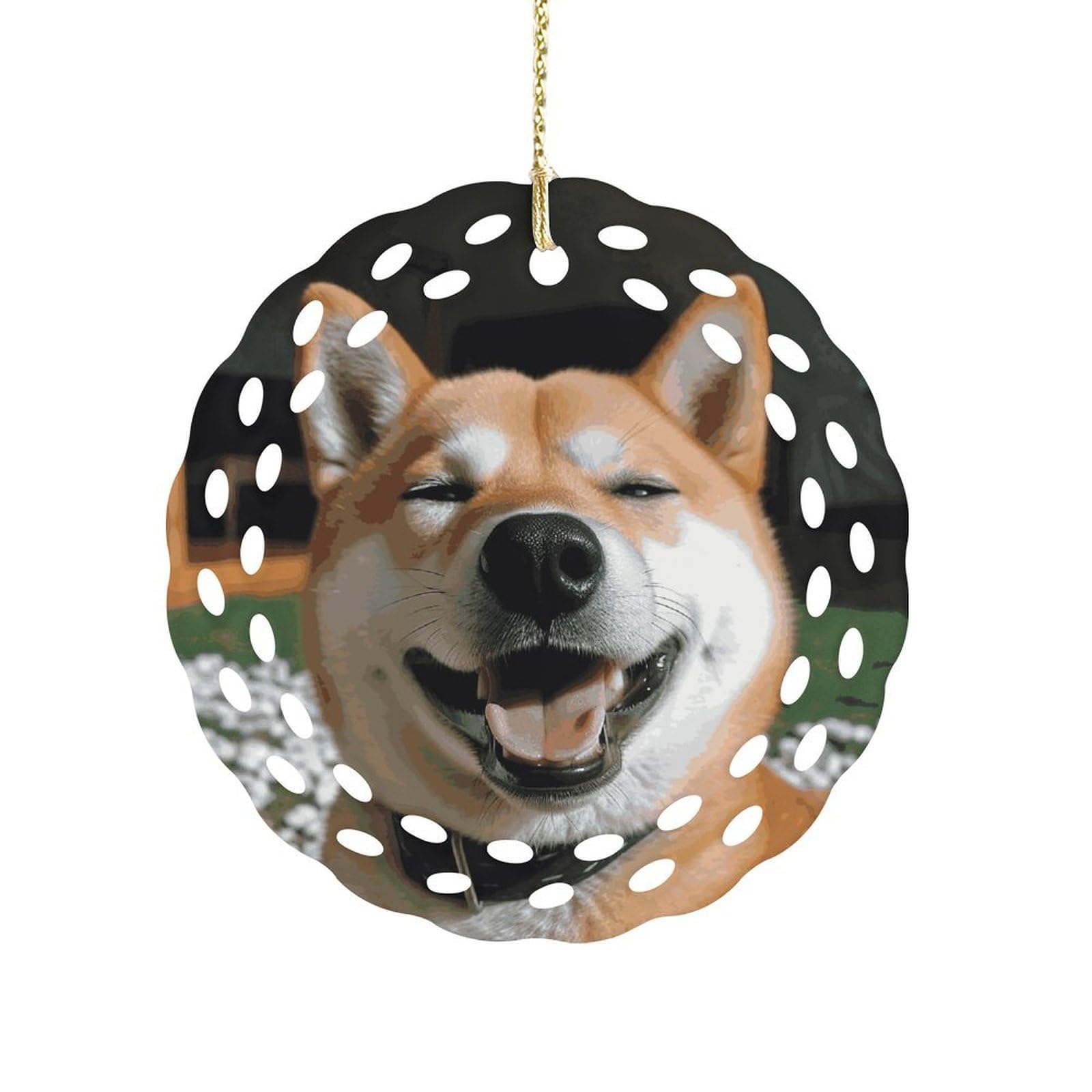 Wsoihfec Style Shiba Inu Smile Tongue Outhanging Ornaments For Tree- Christmas Ornaments,Home Decor | Housewarming Gifts,Ceramic Keepsake For Family, Friends