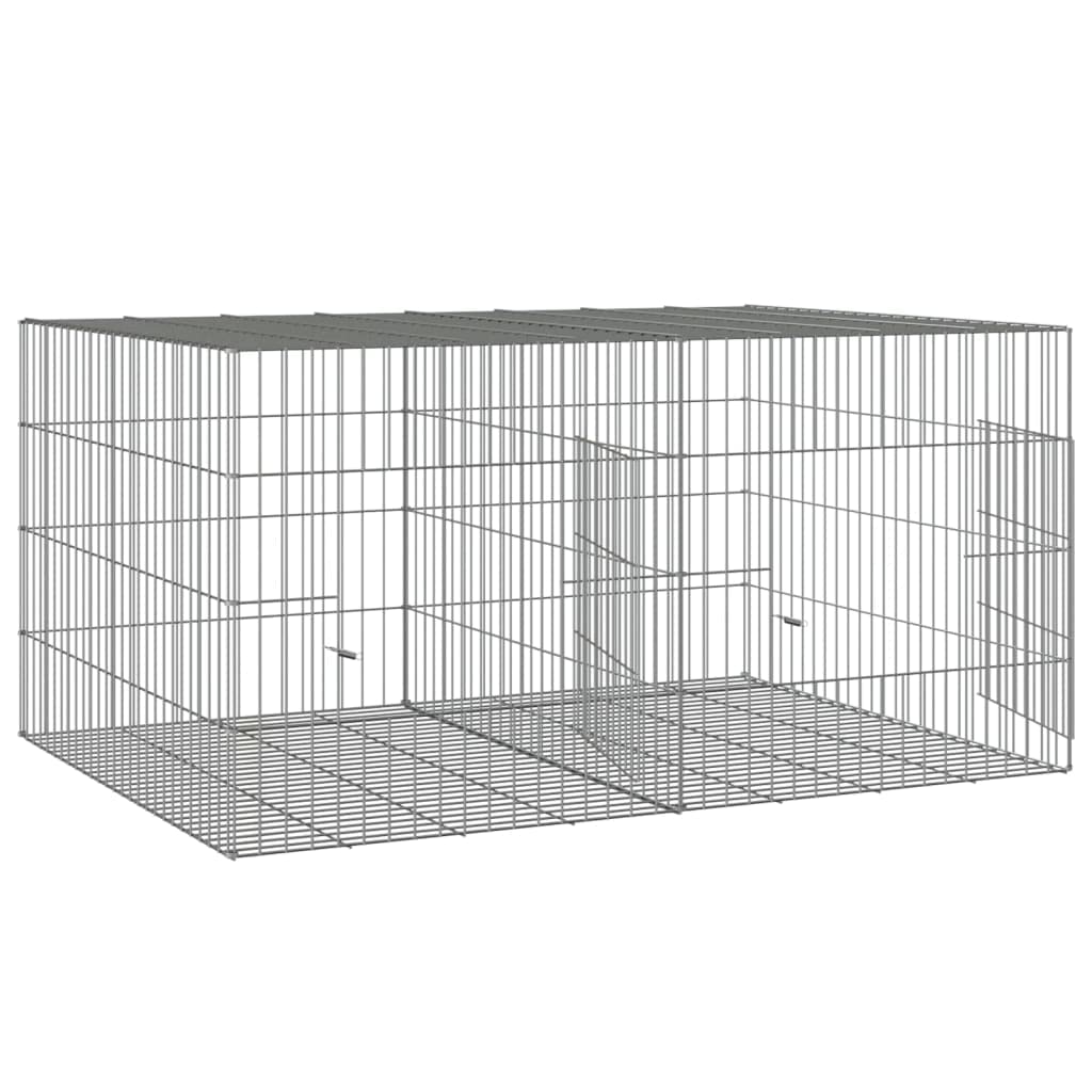 Kaninchenkäfig, 2 Paneele, 110 x 79 x 54 cm, aus verzinktem Eisen, Laufstall für Kleintiere mit separaten Fächern, belüfteter Kaninchenstall, robust und langlebig